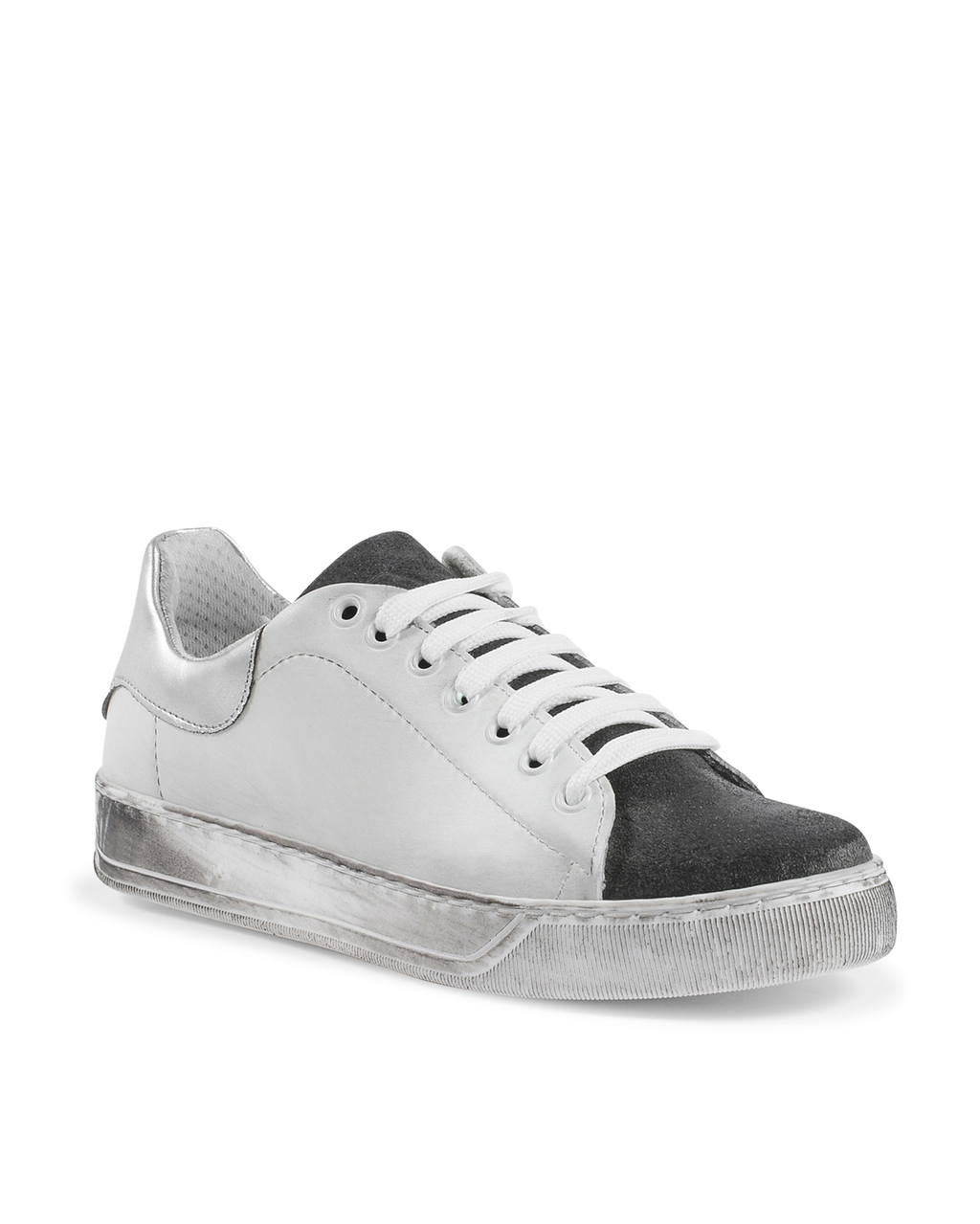 19V69 Italia Womens Sneaker White Grey 718-S PELLE BIANCO CAM GRIGIO