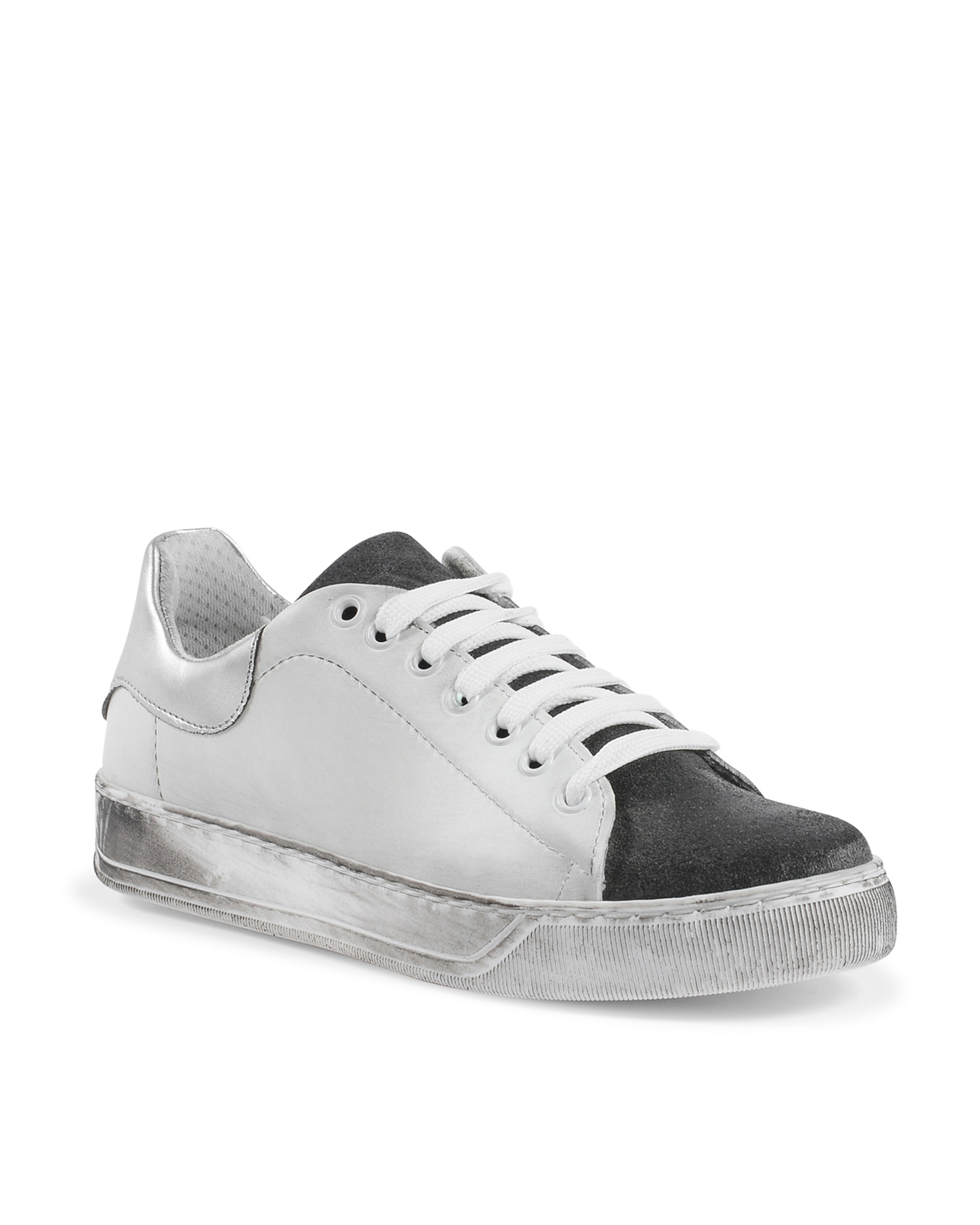 19V69 Italia Womens Sneaker White Grey 718-S PELLE BIANCO CAM GRIGIO