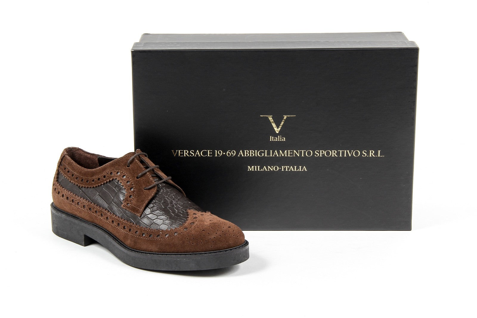 V 1969 Italia Zapato Brogue para Mujer B1670 VELOUR COCCO T. MORO