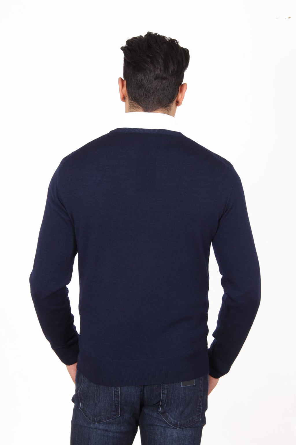Suéter de cuello redondo para hombre V 1969 Italia 9800 GIROCOLLO BLU NAVY