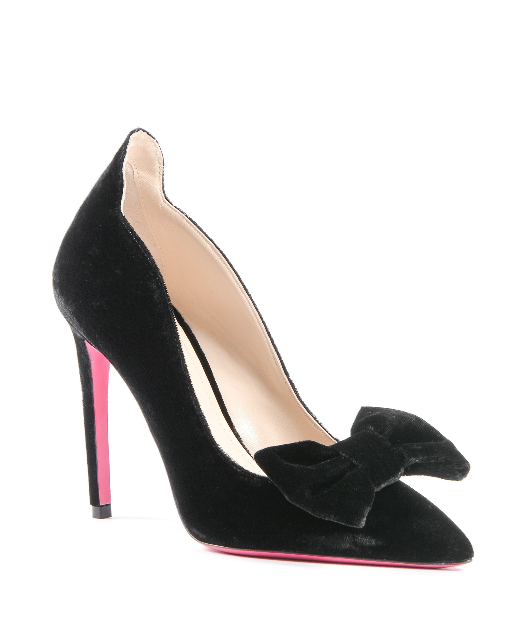 Zapatos de salón con lazo de terciopelo para mujer - Negro