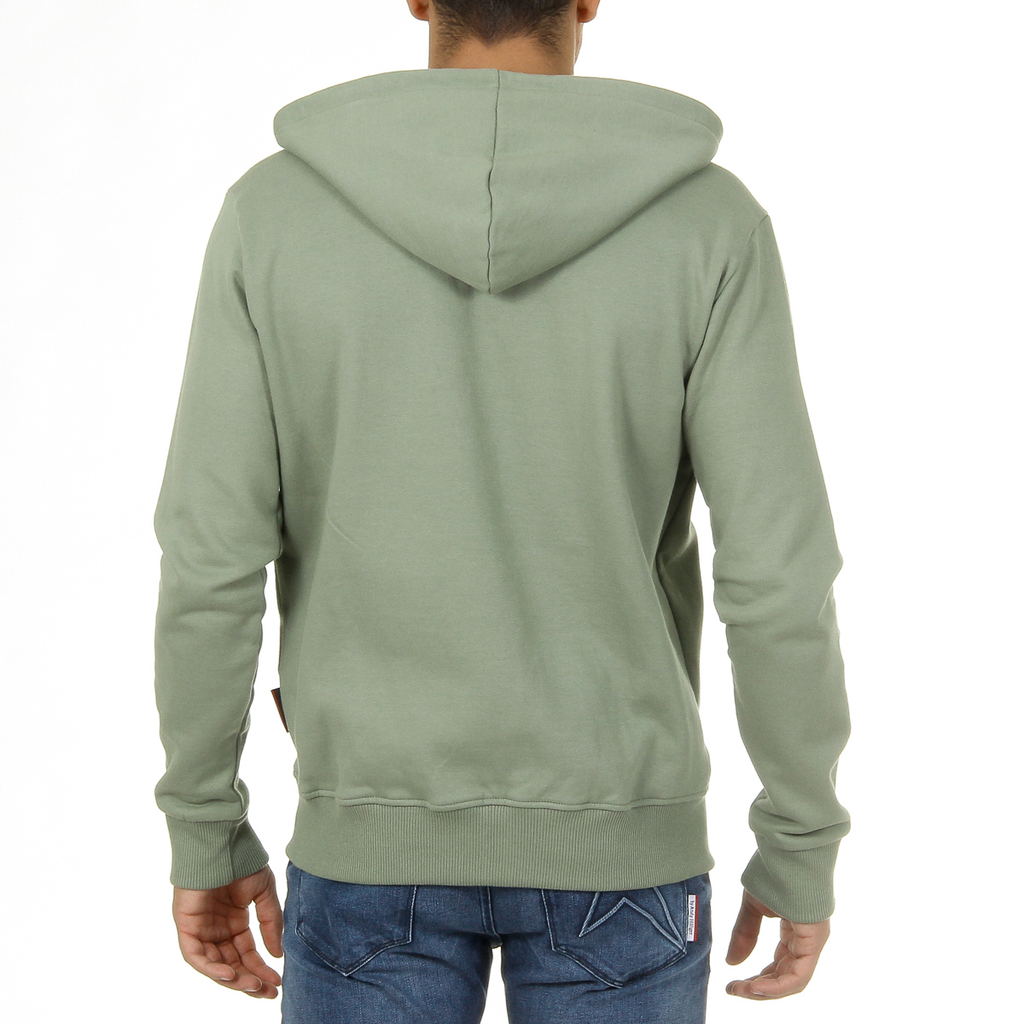 Sudadera con capucha Andrew Charles para hombre con cremallera, manga larga, cuello redondo, verde FELA