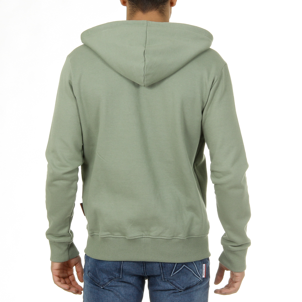 Sudadera con capucha Andrew Charles para hombre con cremallera, manga larga, cuello redondo, verde FELA