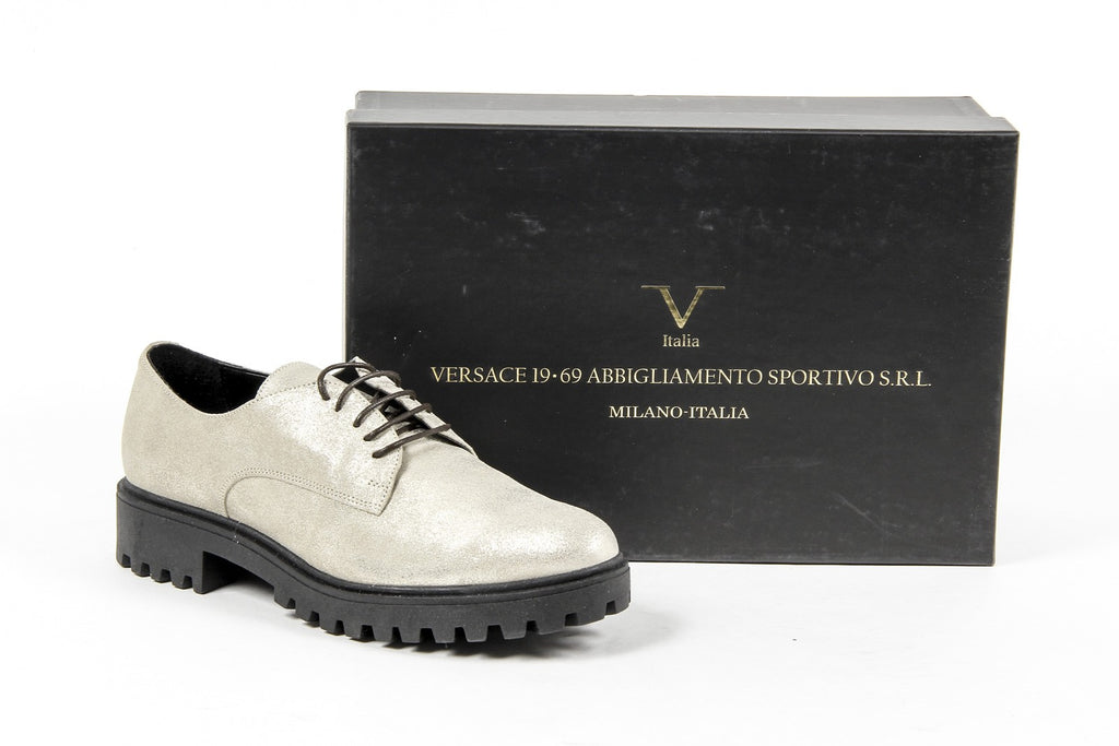 Zapato con cordones para mujer V 1969 Italia C01 LAMINATO ARGENTO