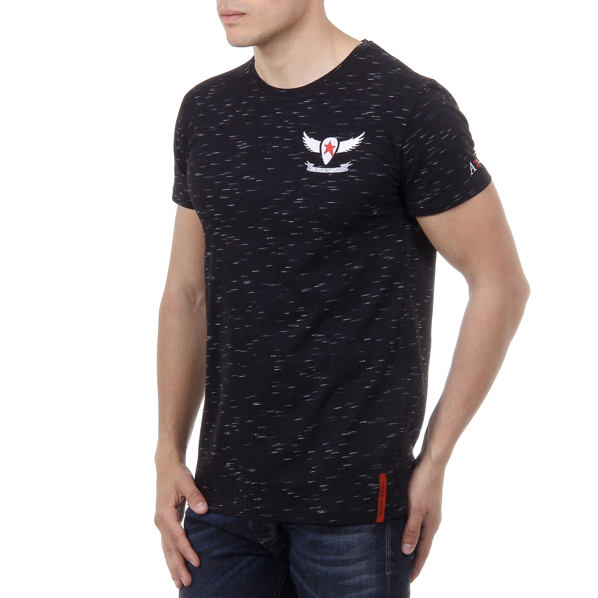Andrew Charles Mens T-Shirt Short Sleeves Round Neck Black DYLAN