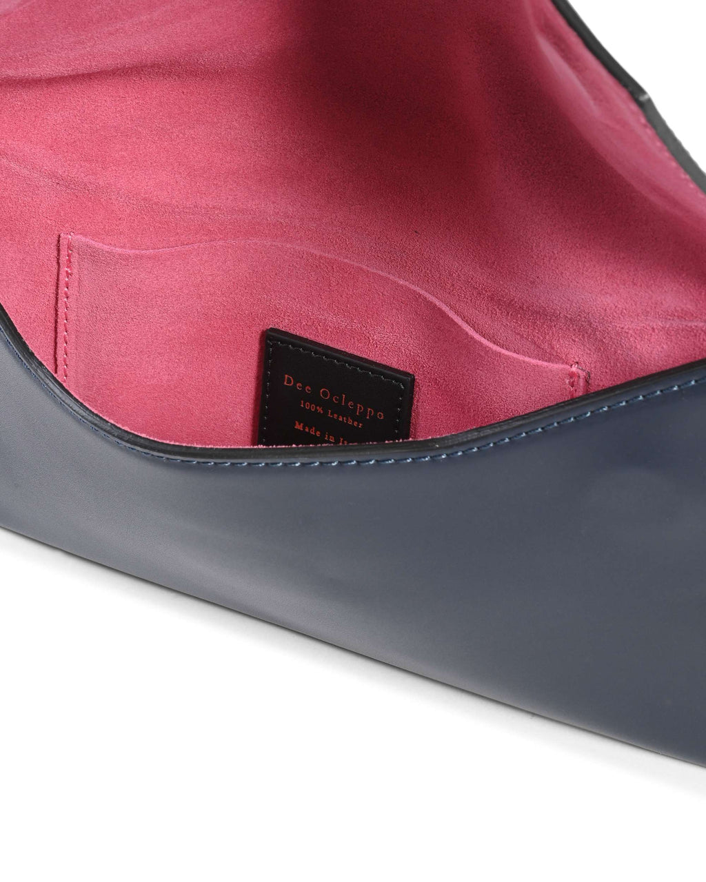 Leather Envelope Clutch - Navy