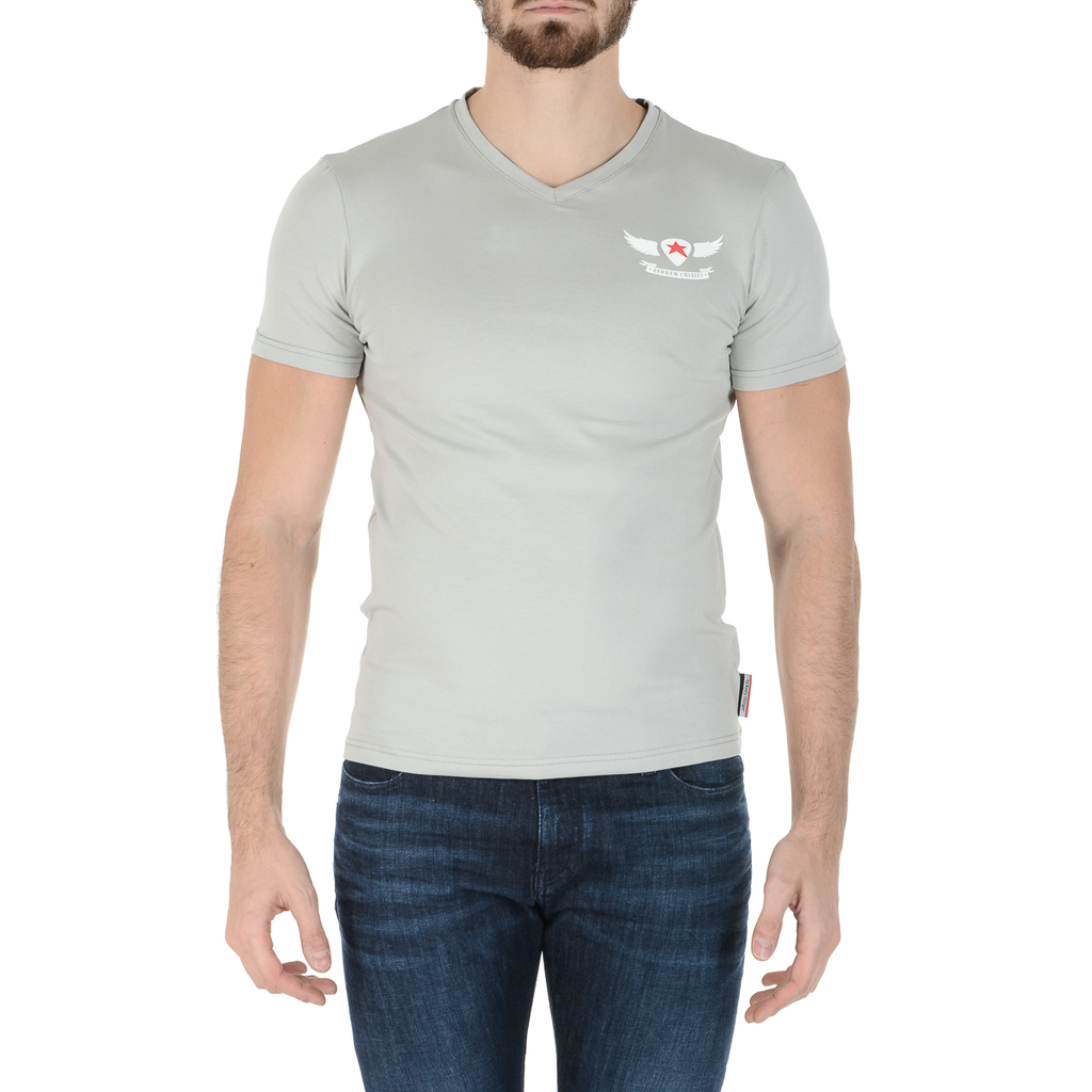 Camiseta Andrew Charles para hombre, manga corta, cuello en V, gris claro, KENAN