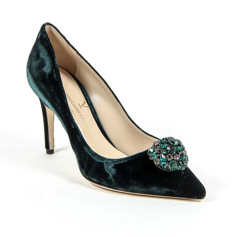 Zapatos de salón para mujer V 1969 Italia 3104104 VELLUTO VERDE