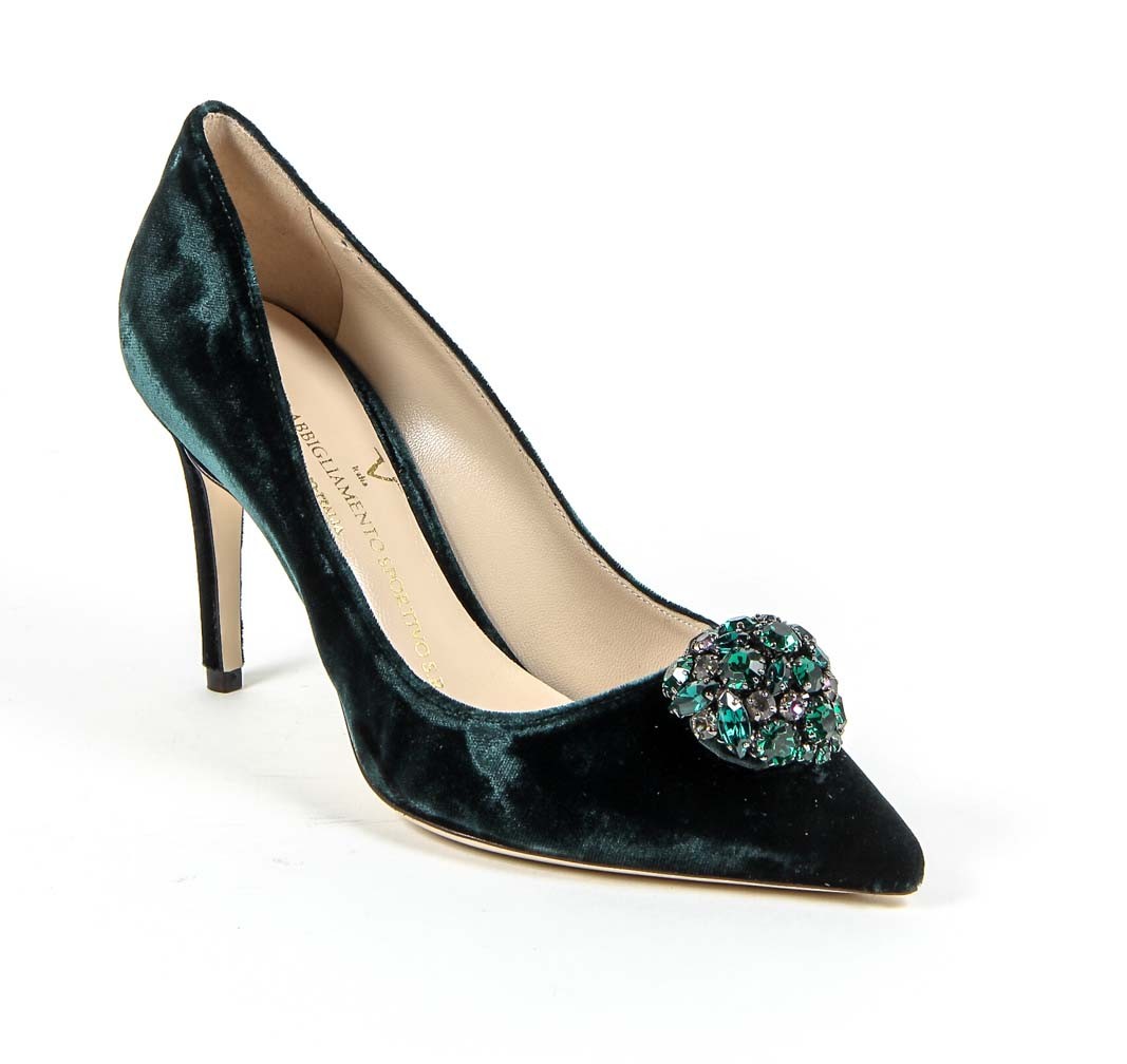 Zapatos de salón para mujer V 1969 Italia 3104104 VELLUTO VERDE
