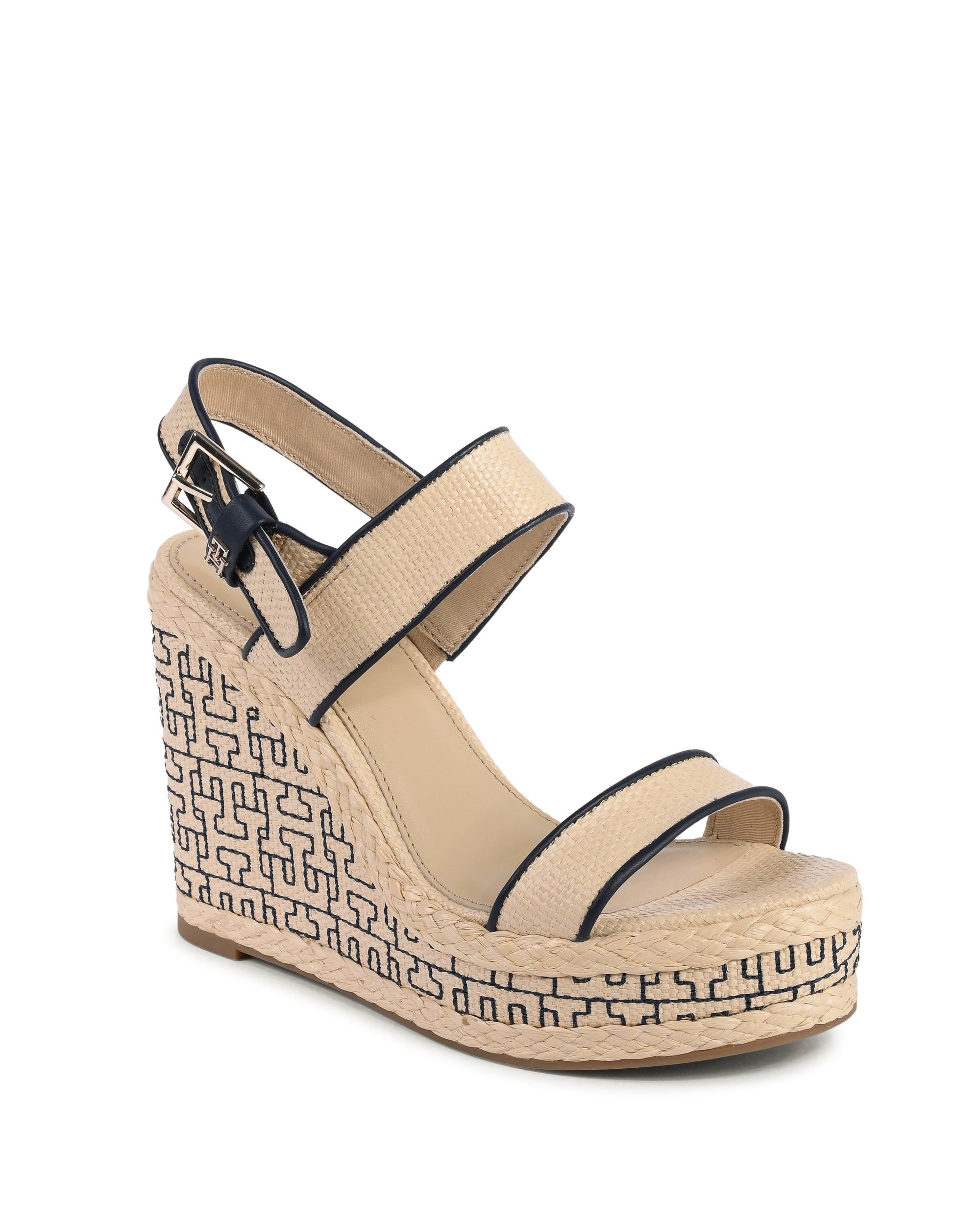 Tommy Hilfiger - Sandalias de cuña para mujer, color beige, FW0FW080520F4