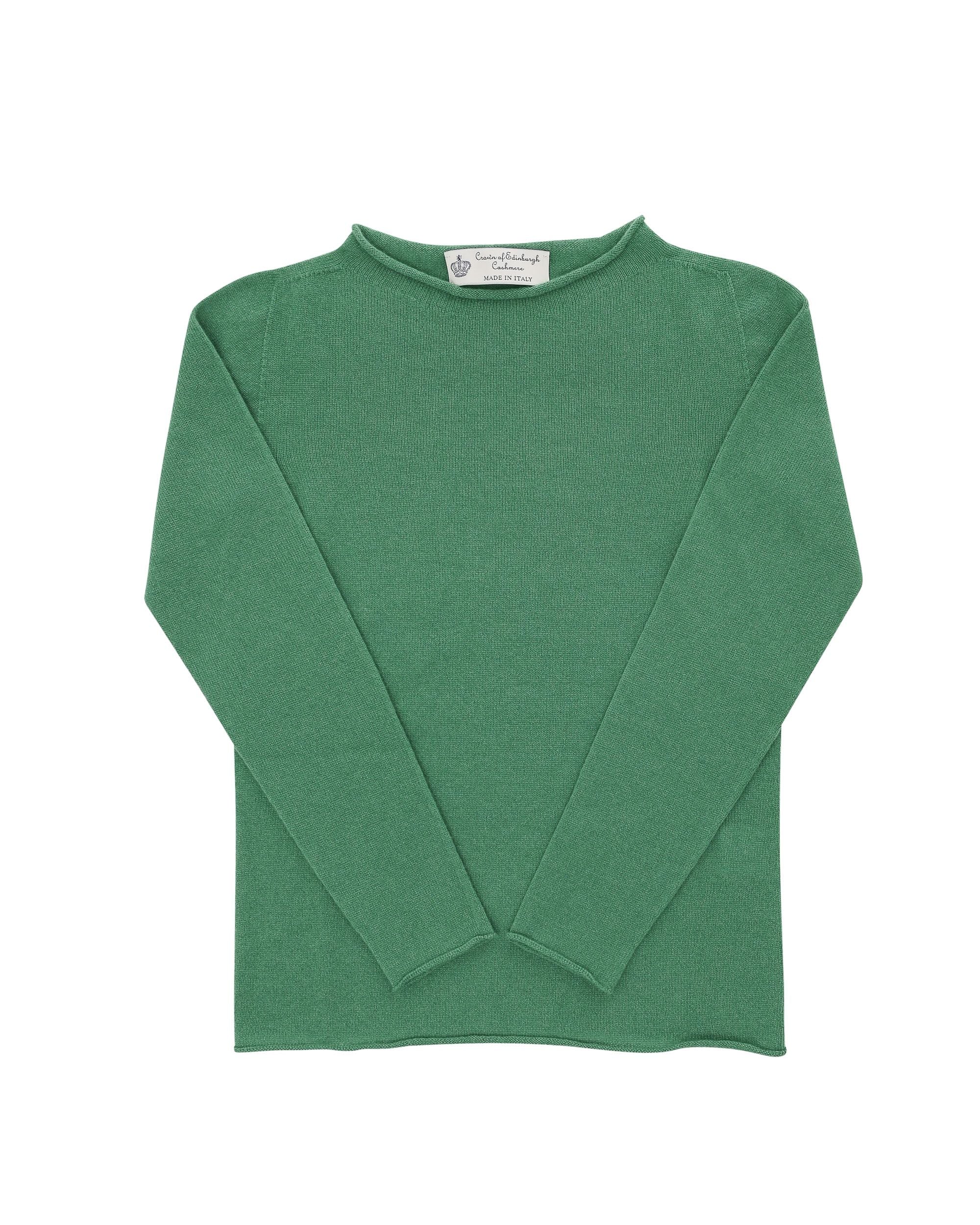 Suéter de cuello barco para mujer de cachemira Crown of Edinburgh COE 0025 VERDE