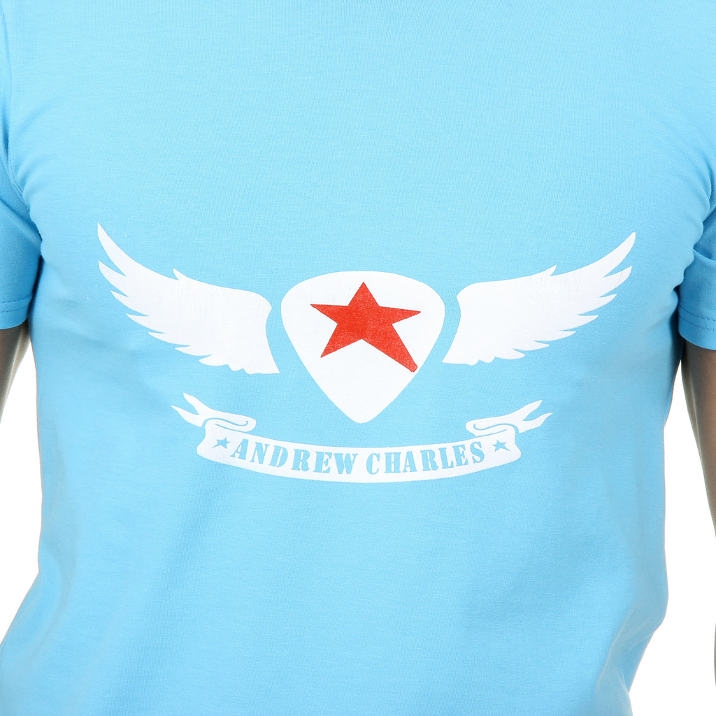 Camiseta Andrew Charles para hombre, manga corta, cuello en V, azul claro, KENAN