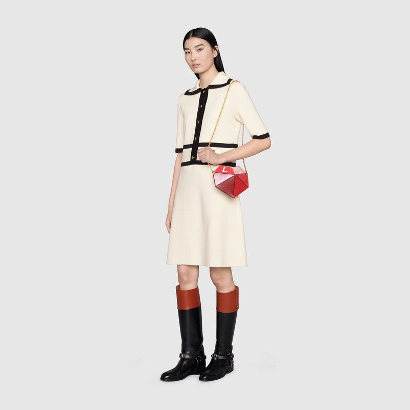 Bolso de hombro pequeño Gucci en forma de corazón rojo rosa
