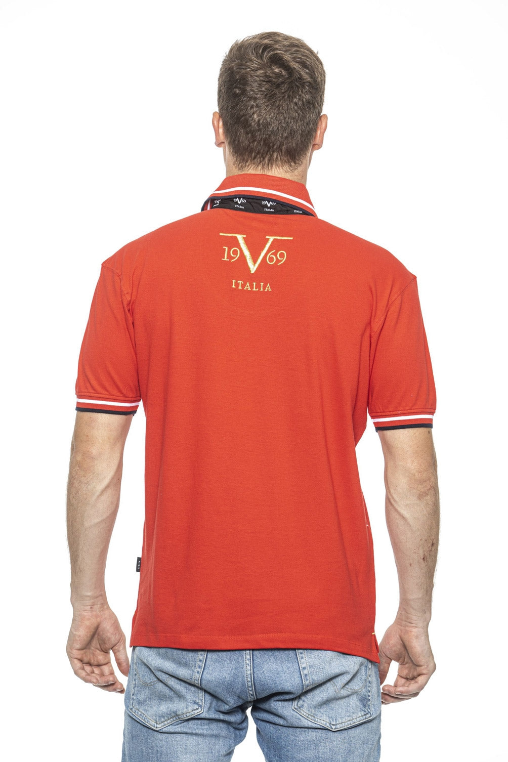 19V69 Italia Polo para hombre rojo RETRO ROJO