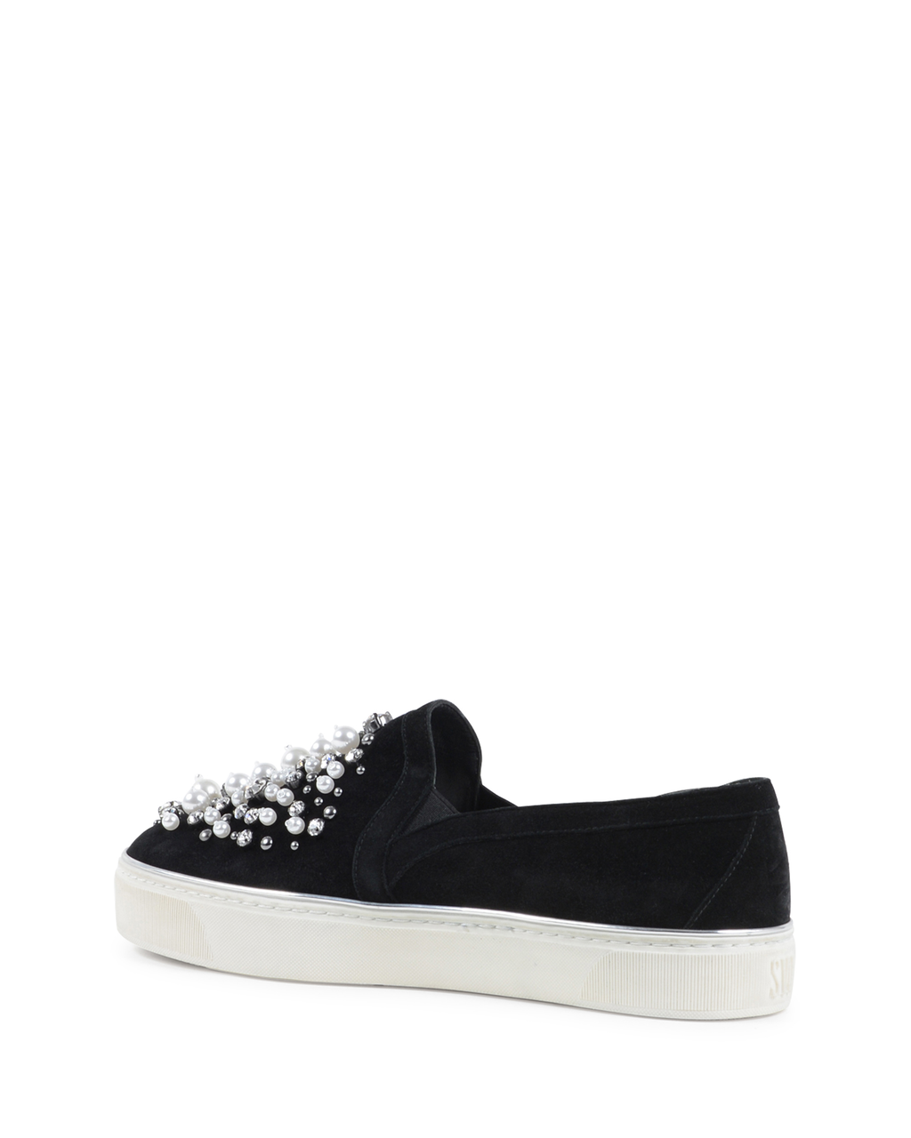 Stuart Weitzman - Zapatillas sin cordones para mujer, color negro, con decoración