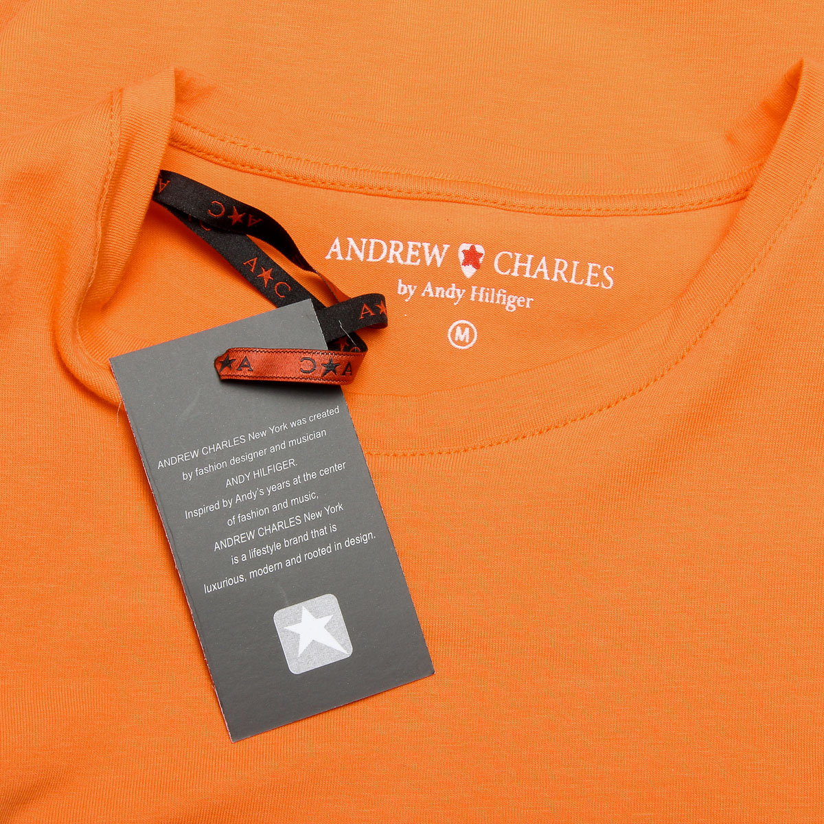 Camiseta Andrew Charles para hombre, manga corta, cuello redondo, naranja, KEITA