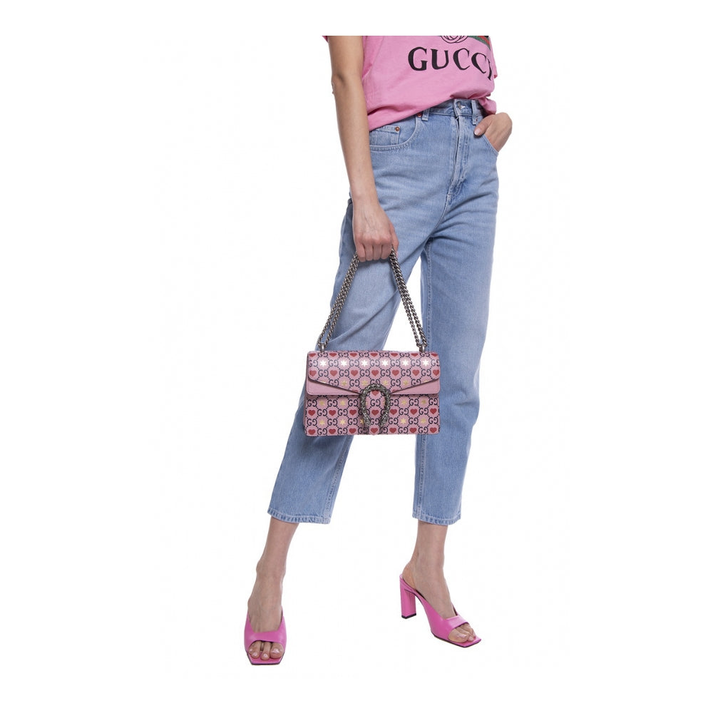 Bolso de hombro Gucci GG Leather Dionysus rosa