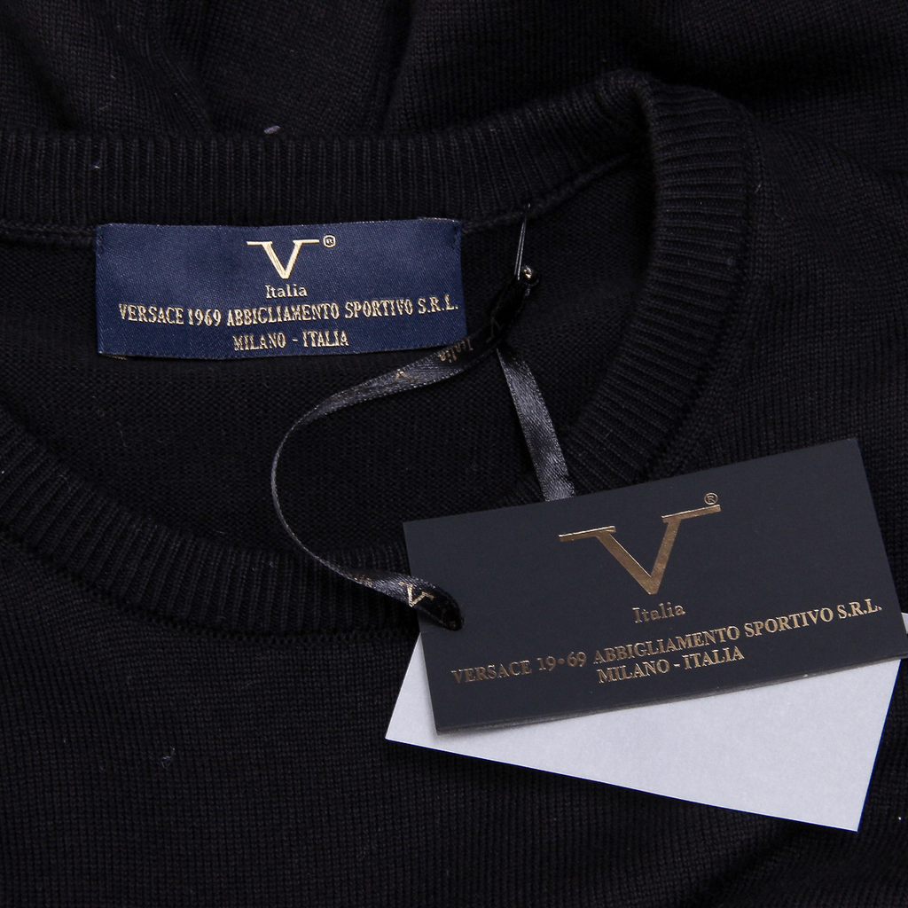 Suéter V 1969 Italia para hombre, manga larga, cuello redondo