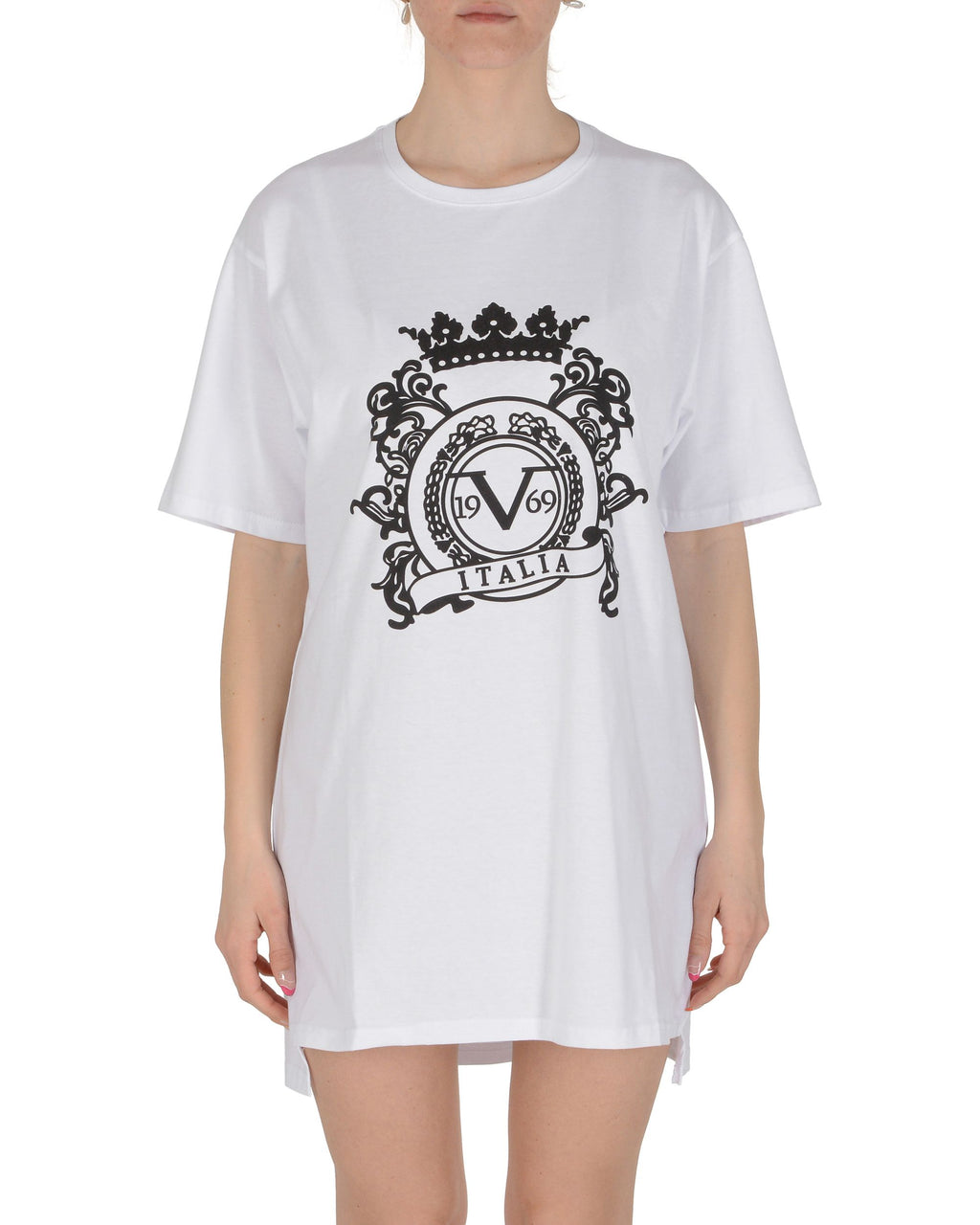 19V69 Italia Camiseta larga para mujer blanca VESTITO BLANCO