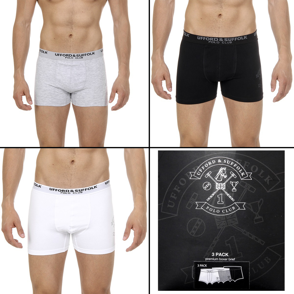 Pack de tres calzoncillos tipo bóxer para hombre del Ufford & Suffolk Polo Club US200