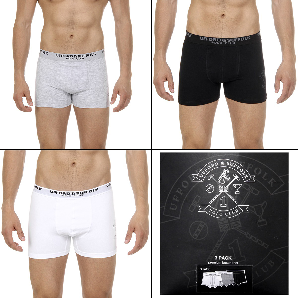 Pack de tres calzoncillos tipo bóxer para hombre del Ufford & Suffolk Polo Club US200