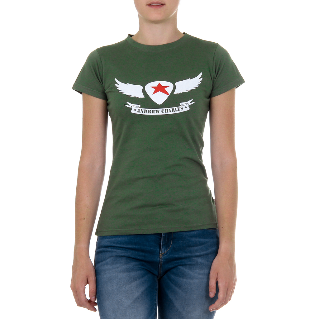 Camiseta Andrew Charles para mujer, manga corta, cuello redondo, verde TARANA