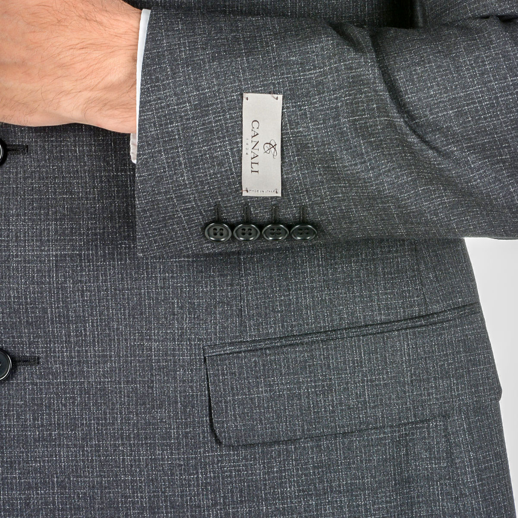 Canali Mens Suit Long Sleeves Dark Grey