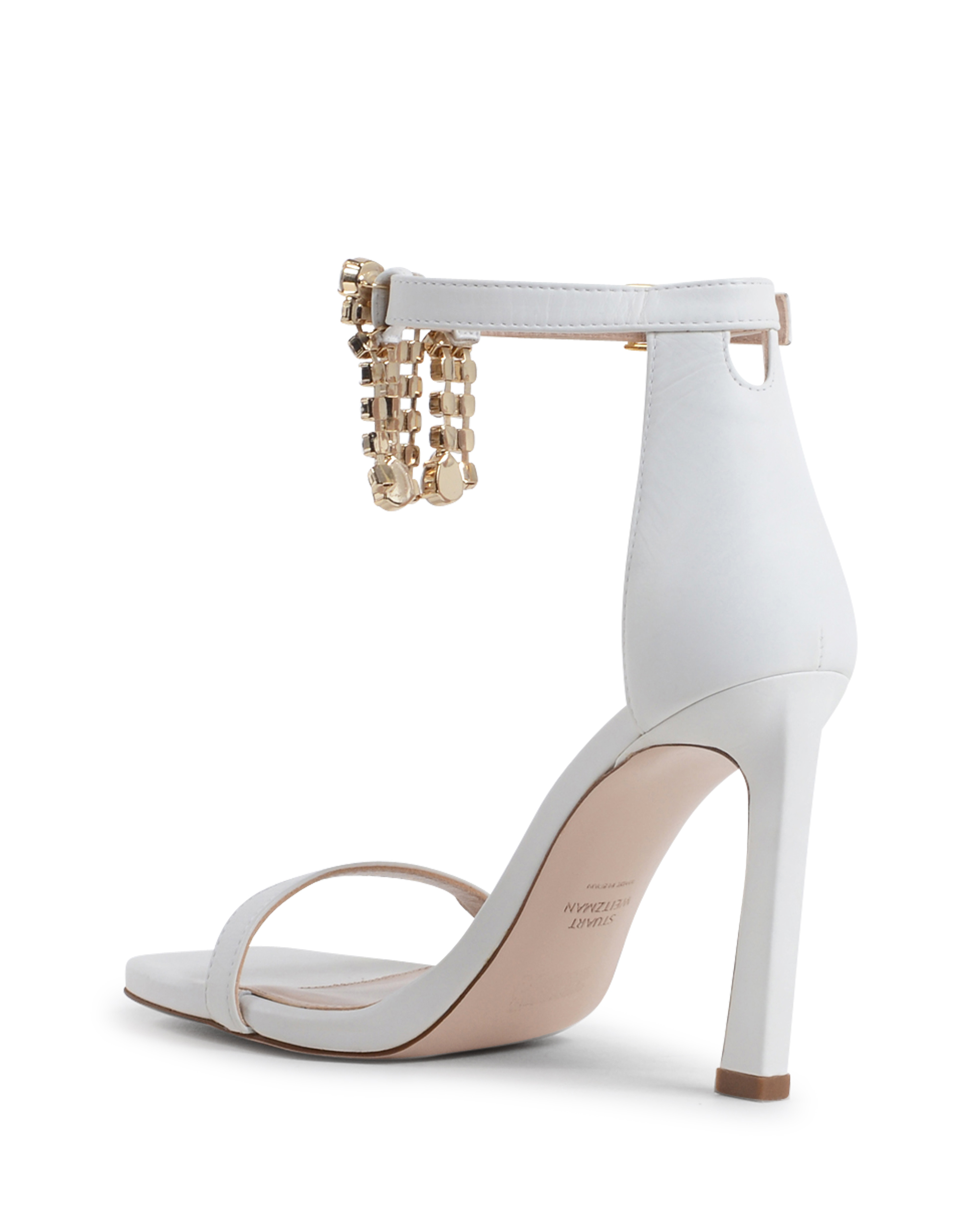 Stuart Weitzman Sandalia con tira al tobillo para mujer Blanca FRINGESQUARENUDIST