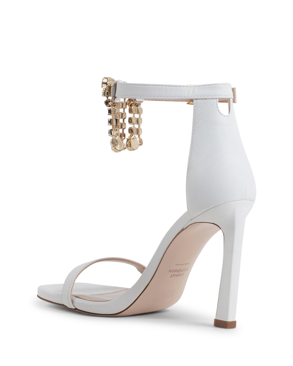 Stuart Weitzman Sandalia con tira al tobillo para mujer Blanca FRINGESQUARENUDIST