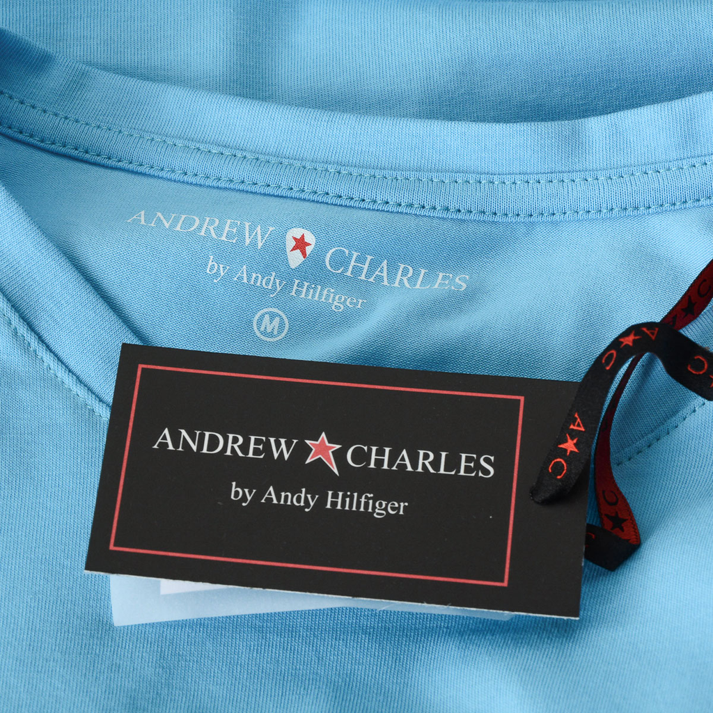 Camiseta Andrew Charles para hombre, manga corta, cuello redondo, azul claro, KEITA