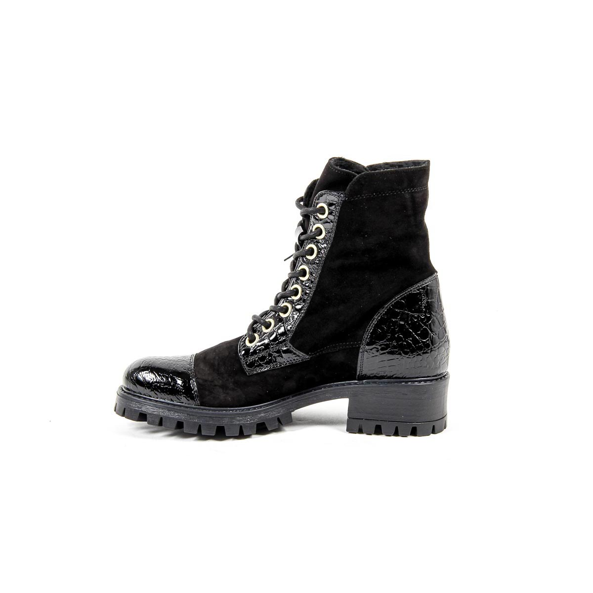 Bota Corta Mujer V 1969 Italia B1476 CAMOSCIO COCCO NERO