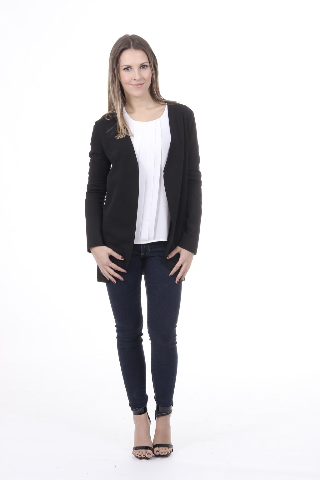 V 1969 Italia Chaqueta Mujer GIACCA LUNA TESS. BUCEO CREPÉ NERO