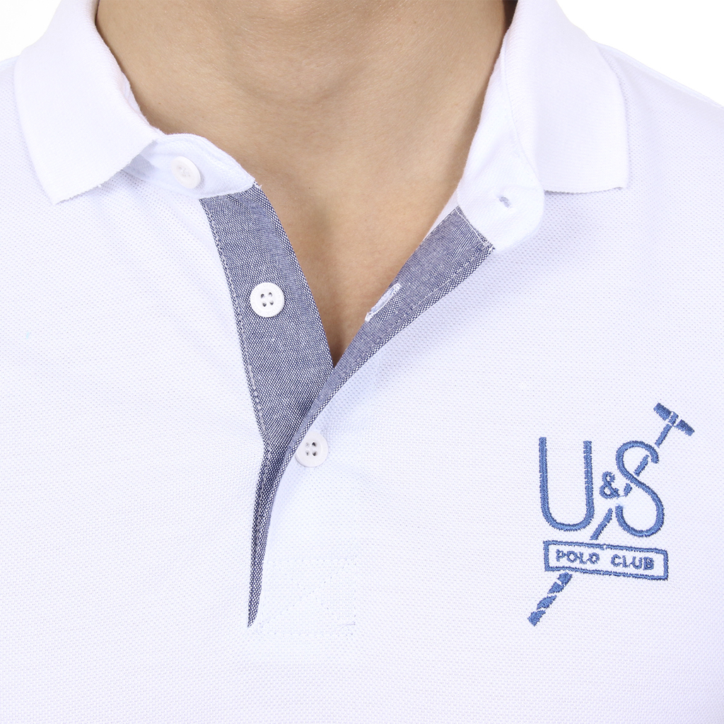 Polo Ufford & Suffolk Polo Club para hombre, manga corta, US026, blanco