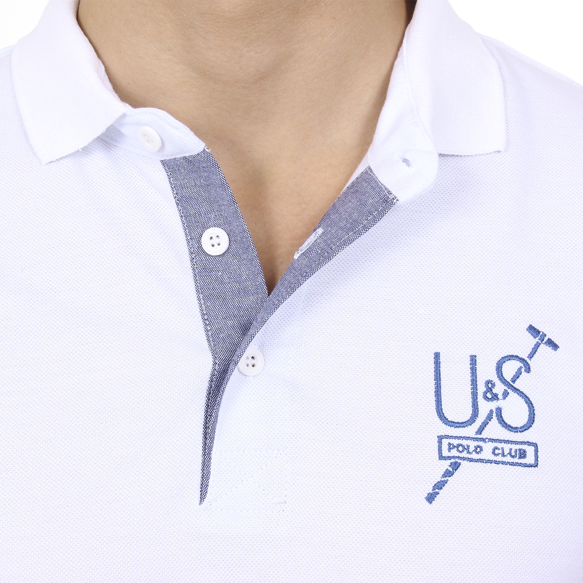 Polo Ufford & Suffolk Polo Club para hombre, manga corta, US026, blanco