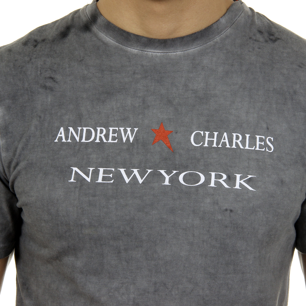 Camiseta Andrew Charles para hombre, manga corta, cuello redondo, gris claro, KARITA