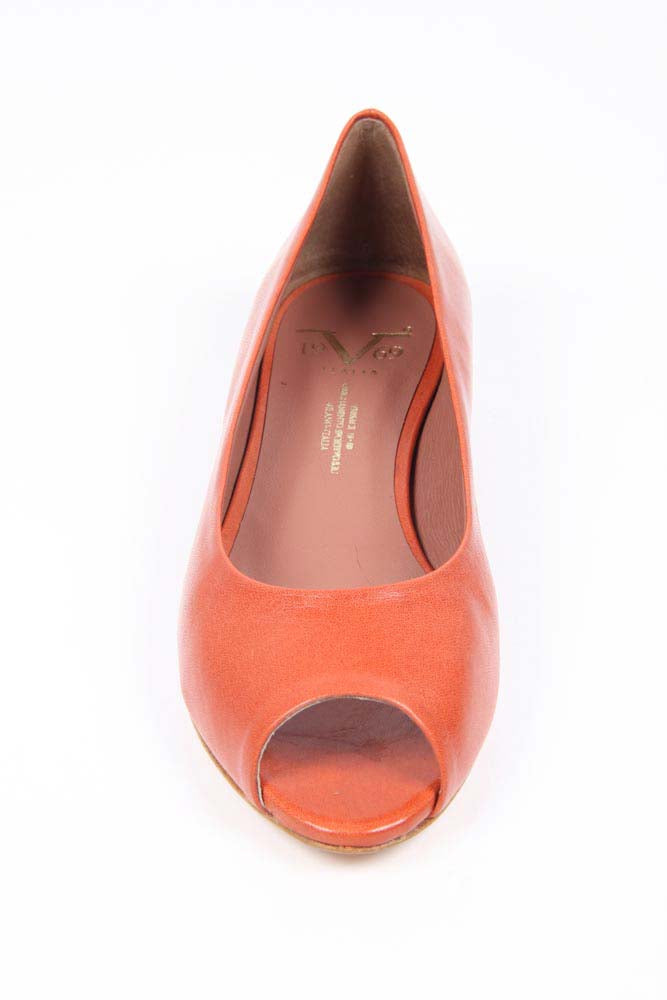 Bailarina De Mujer Con Tacón Y Punta Abierta V 1969 Italia 5480-STEFY PE ELIOS15AR CAPRETTO ARANCIO