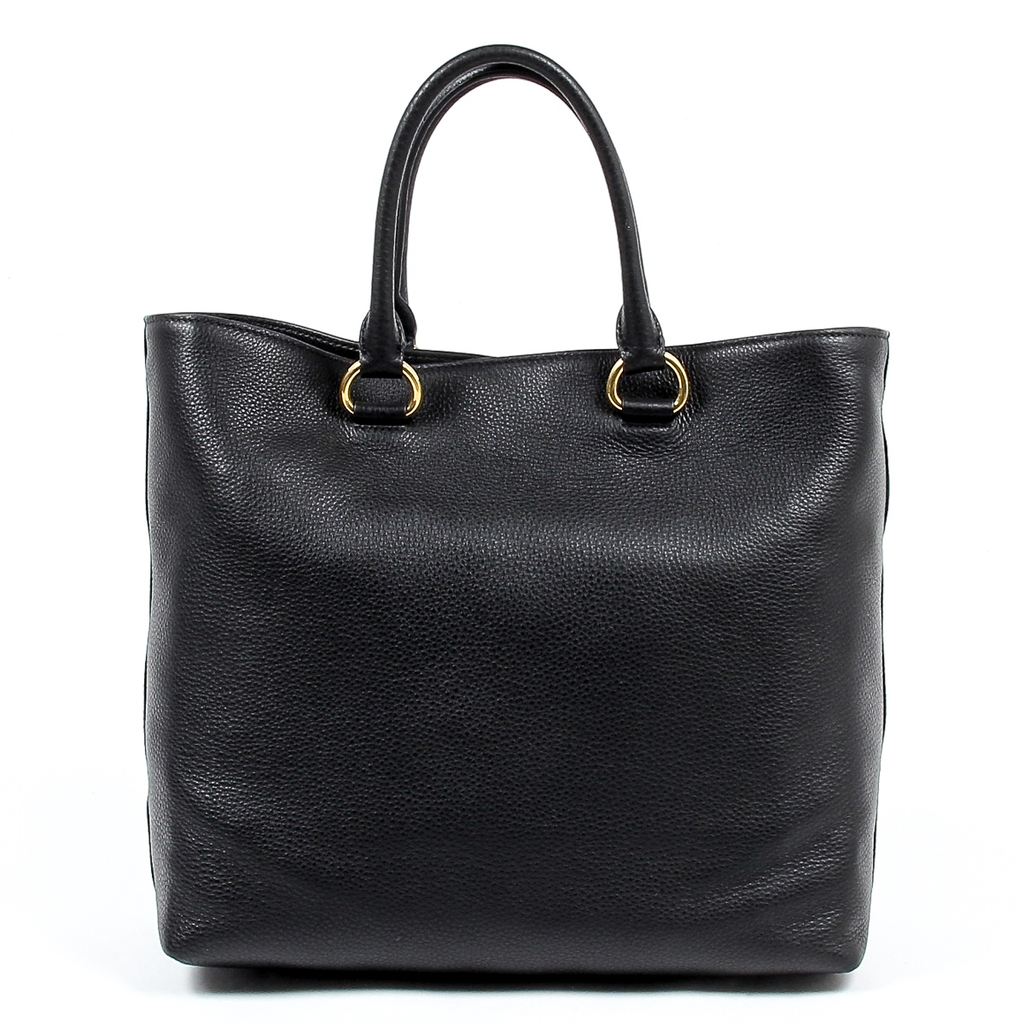 Bolso shopper Prada Vitello Phenix de piel negro