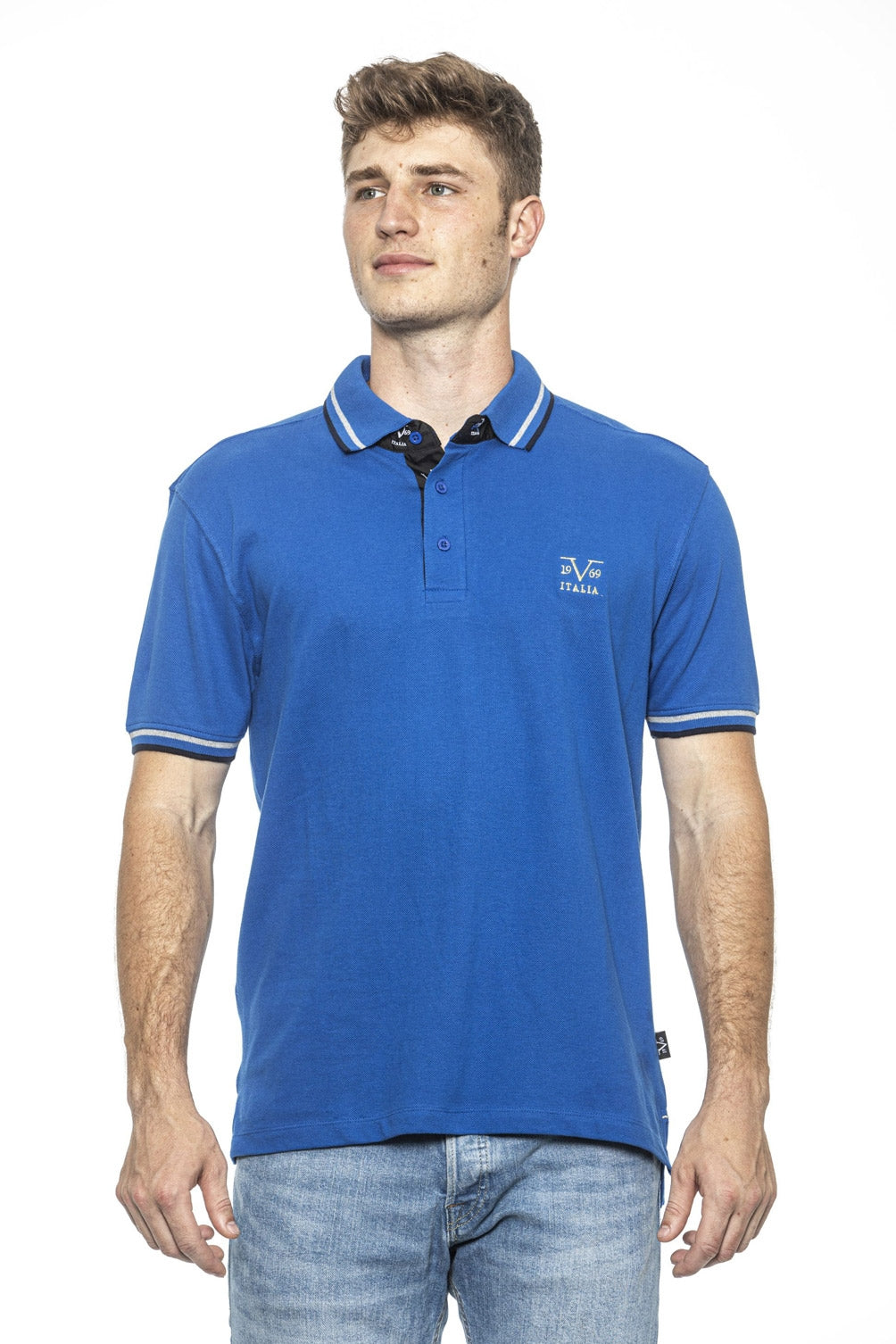 19V69 Italia Polo para hombre Azul RETRO AZUL REAL