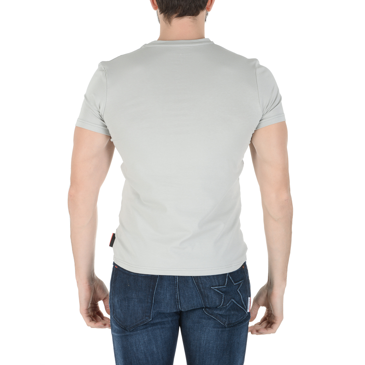 Camiseta Andrew Charles para hombre, manga corta, cuello en V, gris claro, KENAN