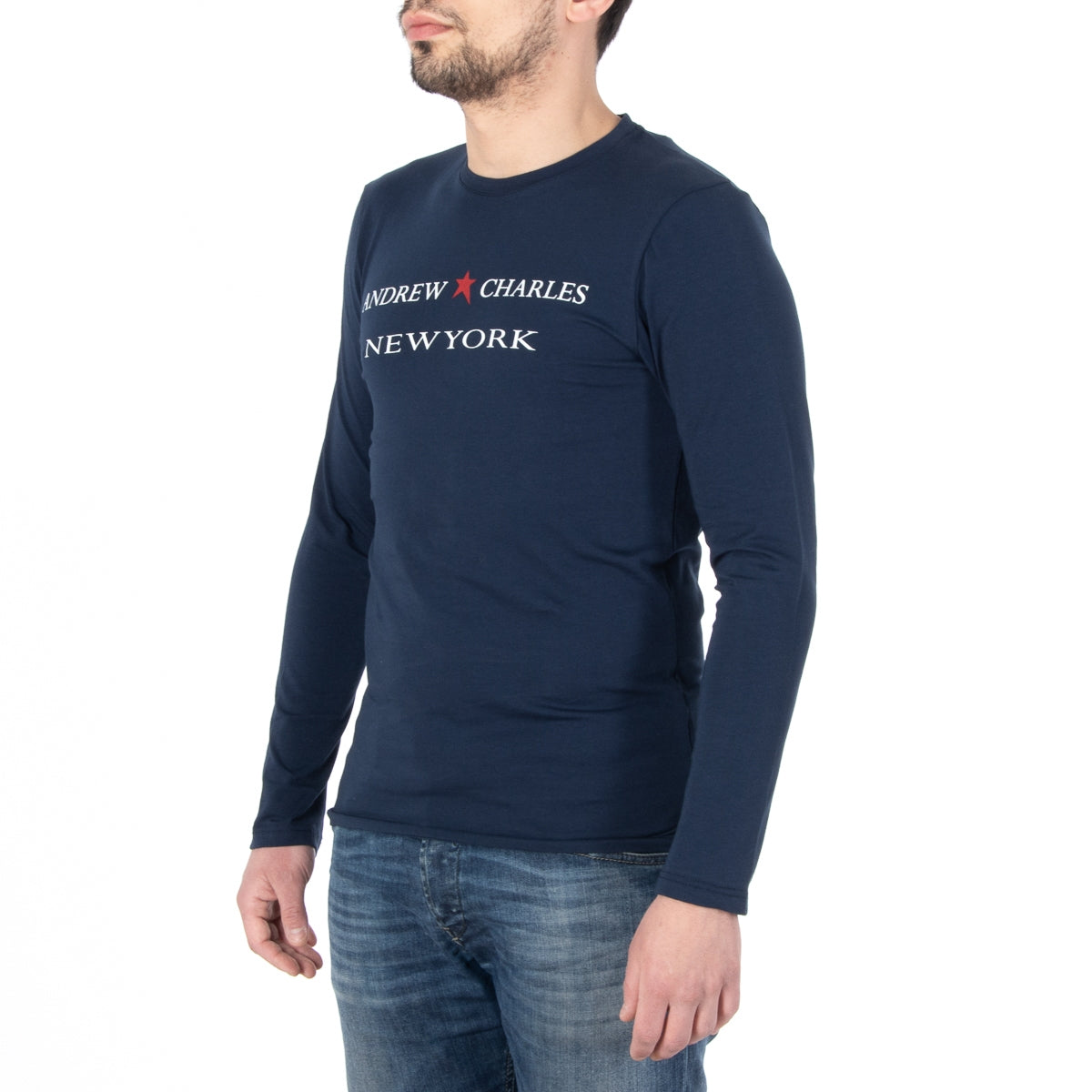 Camiseta de manga larga para hombre Andrew Charles By Andy Hilfiger TS160 031002 SELMA NAVY 003
