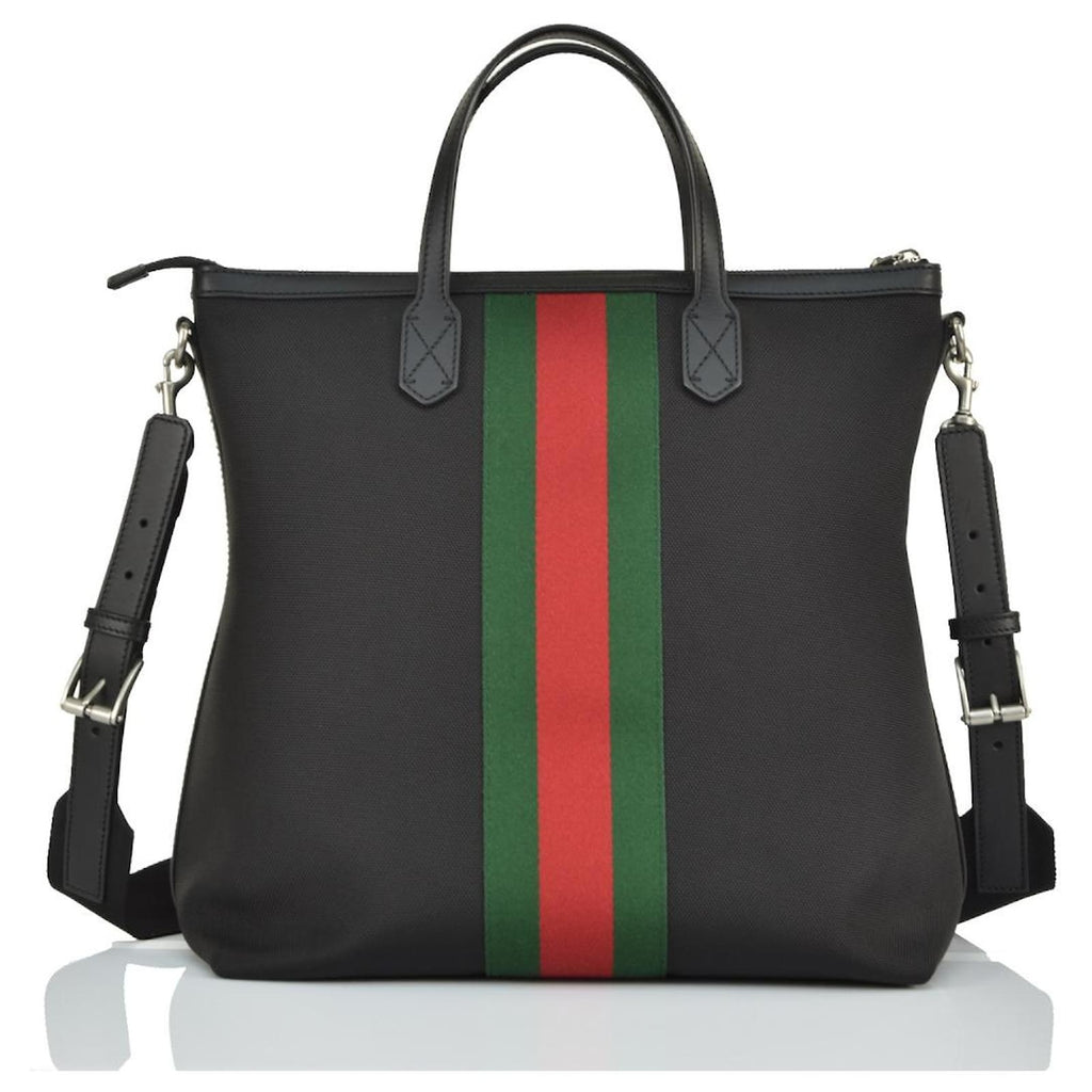 Bolso tote Gucci Web Stripe para hombre, color negro