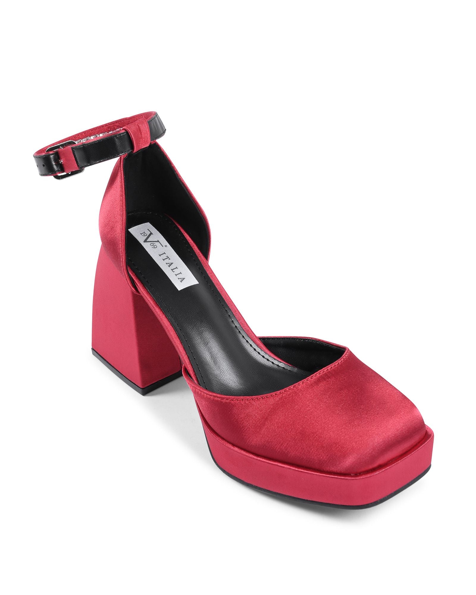19V69 Italia - Zapatos de salón con tira al tobillo para mujer, color Burdeos J010 BURDEOS