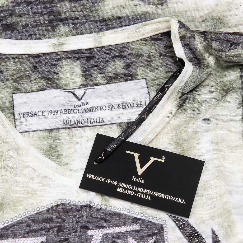 V 1969 Italia Womens T-shirt Short Sleeves V-Neck Yellow EMILY