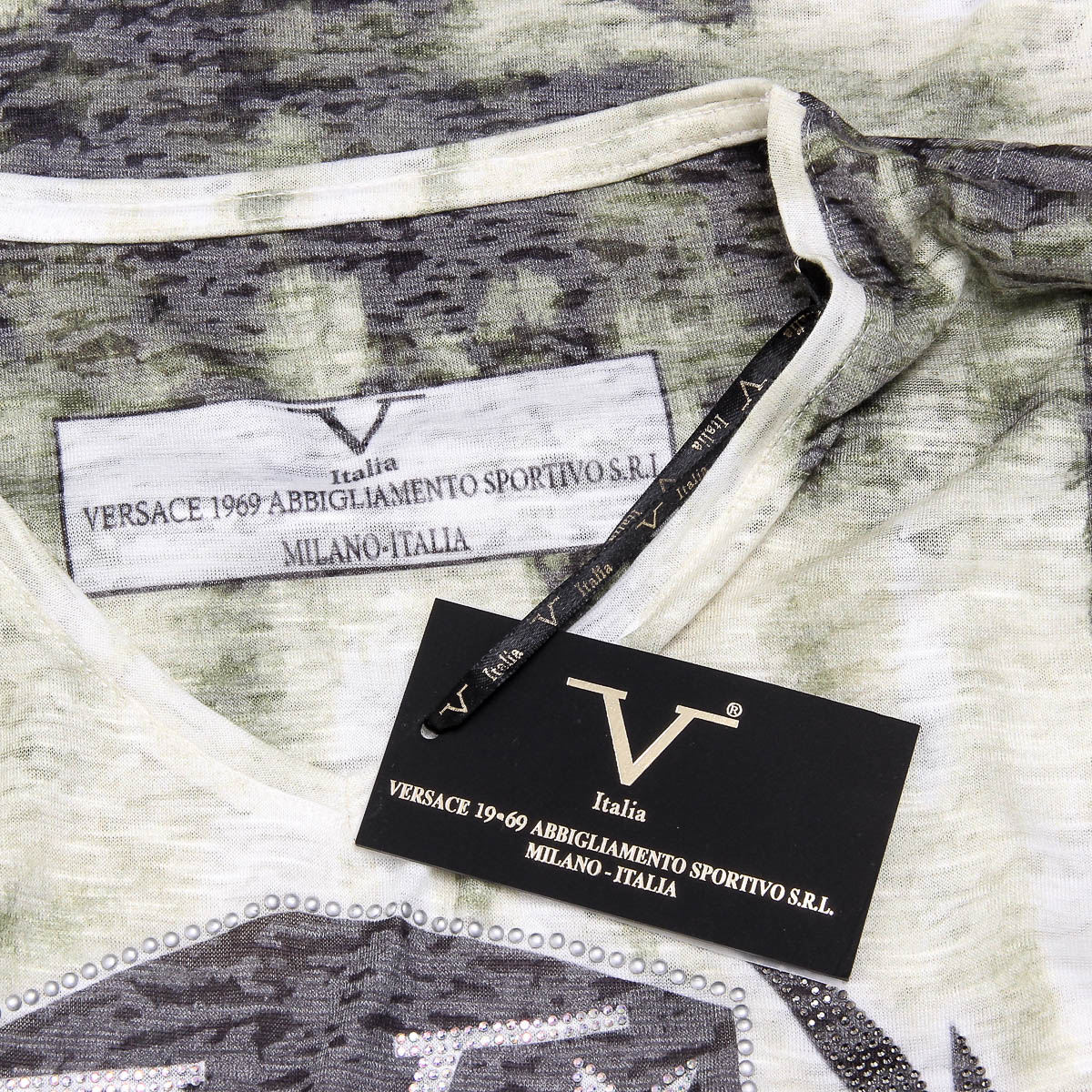 V 1969 Italia Womens T-shirt Short Sleeves V-Neck Yellow EMILY
