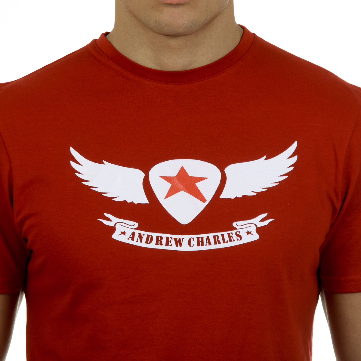 Camiseta Andrew Charles para hombre, manga corta, cuello redondo, roja, KEITA
