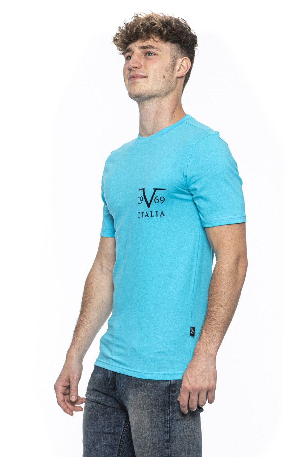 Camiseta 19V69 Italia para hombre azul claro TROY TURQUESA