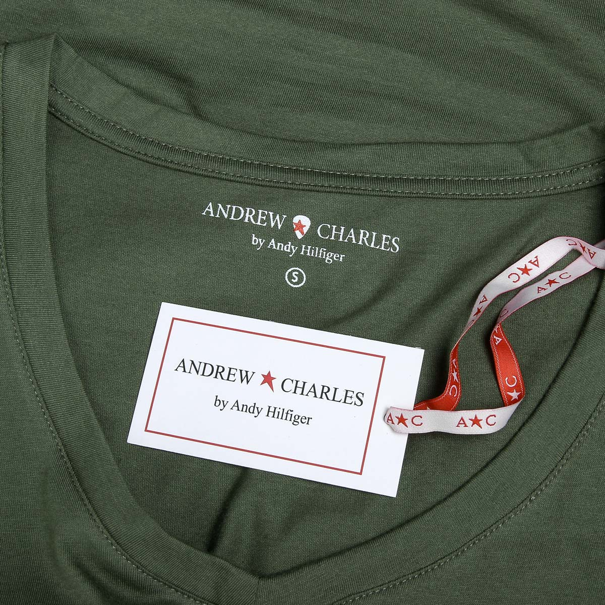 Camiseta Andrew Charles para mujer, manga corta, cuello en V, verde TAPIWA