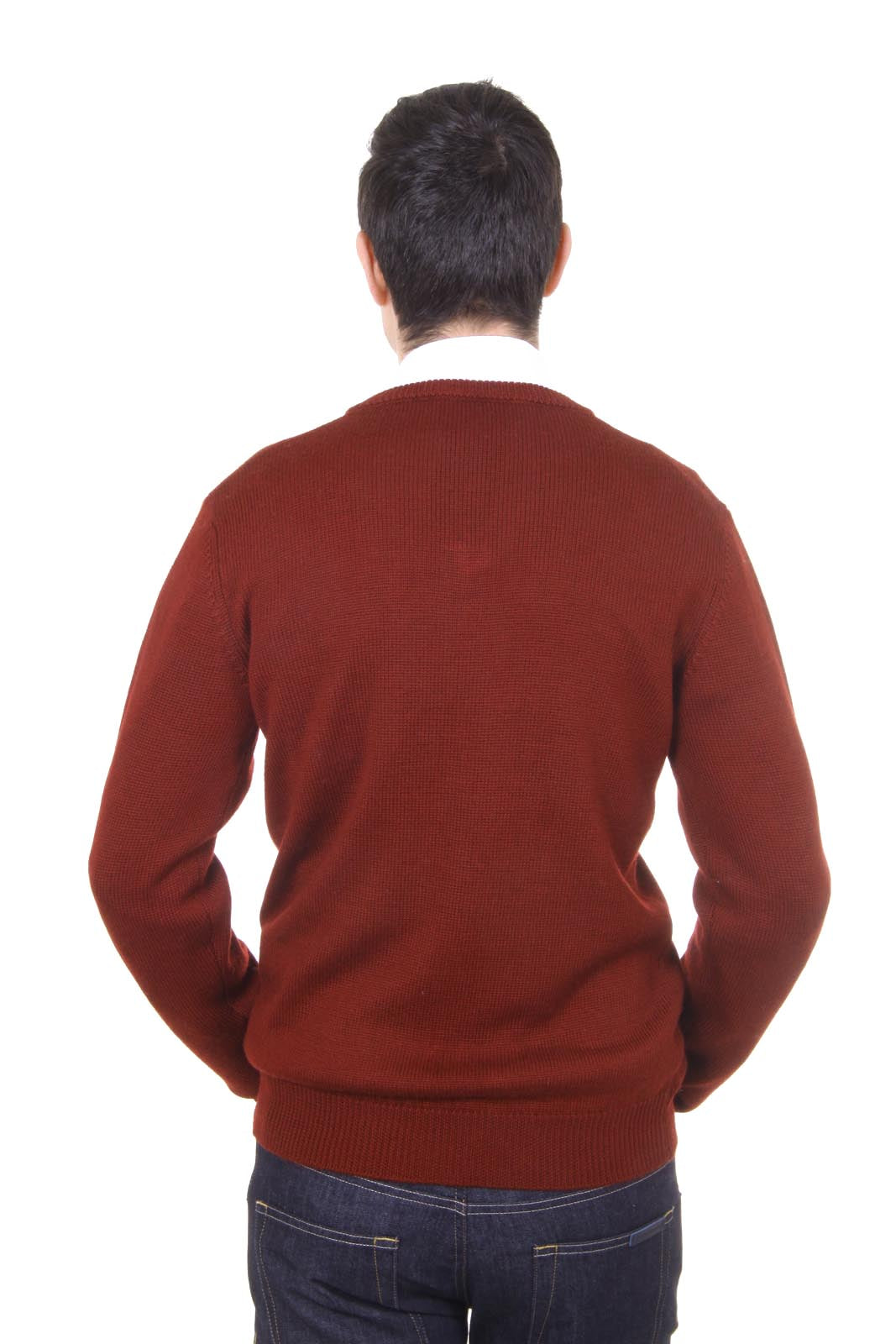 V 1969 Italia Jersey con cuello de pico para hombre 9803 SCOLLO V BORDEAUX