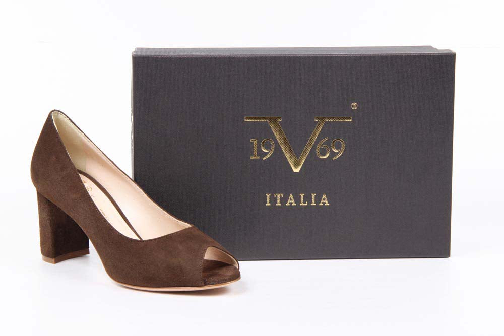V 1969 Italia Zapatos de tacón para mujer con punta abierta 5618 VAL75 PE CAM15ISTR CAMOSCIO ISTRICE