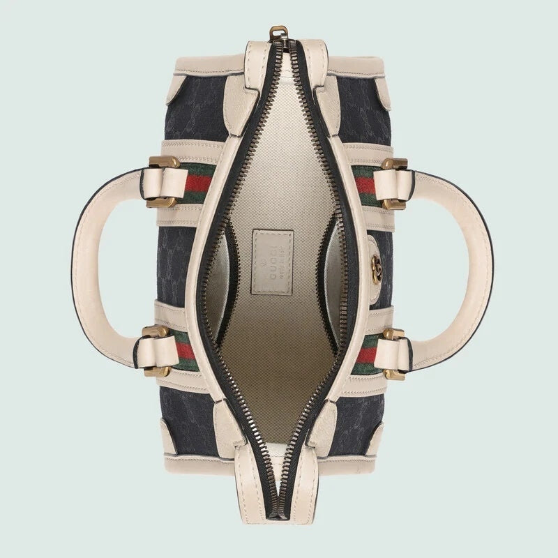 Bolso de hombro Gucci GG Monogram y piel en blanco y negro